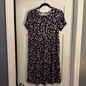 Floral Navy and Pink Casual Dress